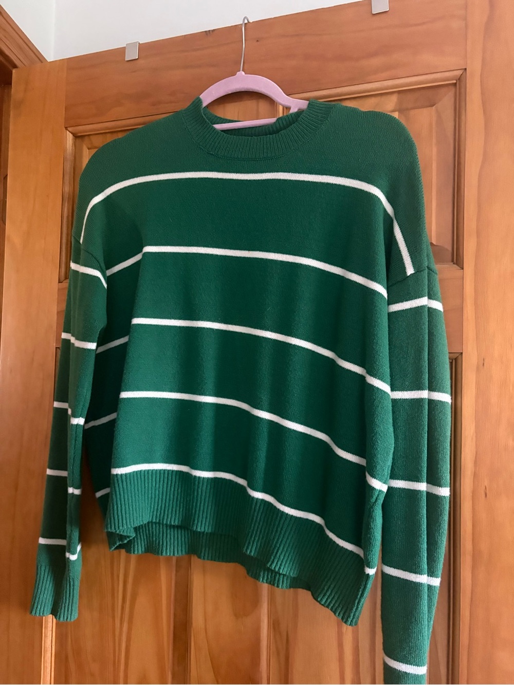 HYFVE Green & White Striped Crewneck Sweater